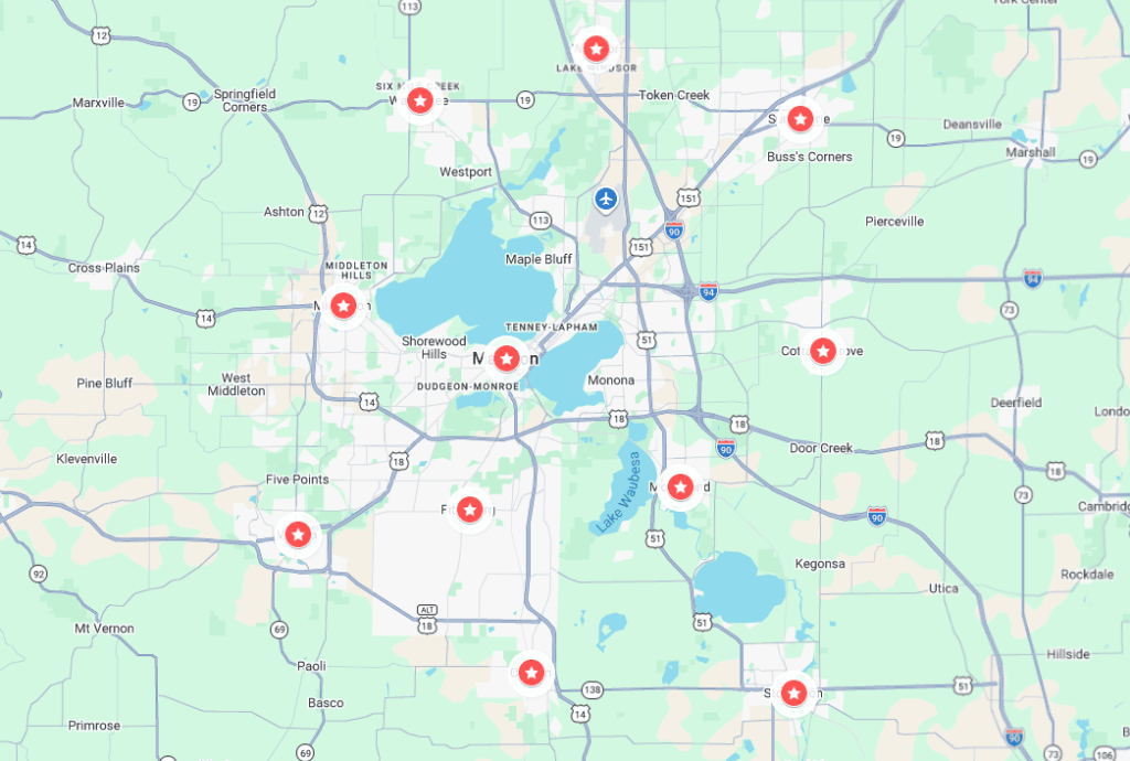The Exteriors Company Service Area Map